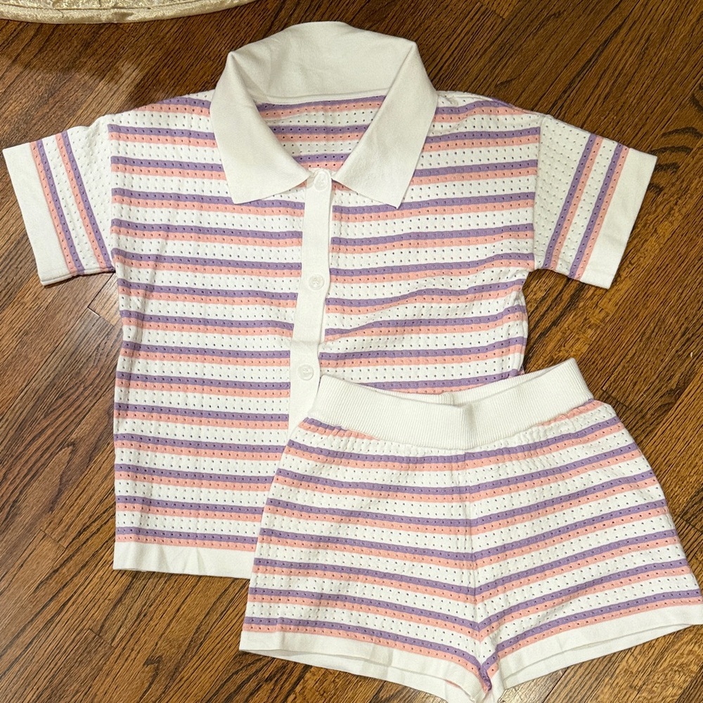 Striped Knit Shorts and Top Set